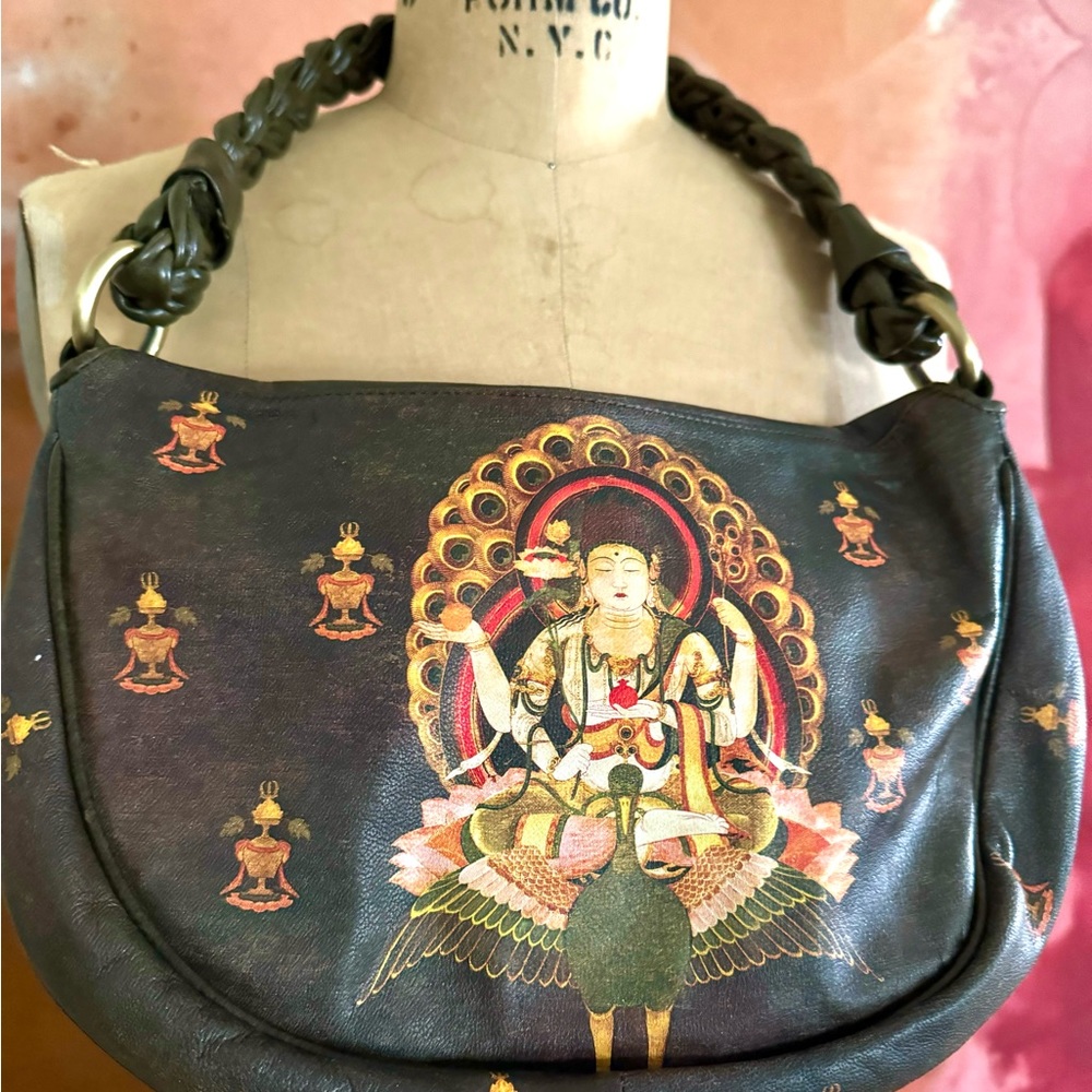 Fabulous ICON Los Angeles, Buddah purse w/ dust bag Snazzy Zen, Boho, Ca. Style - Picture 2 of 12